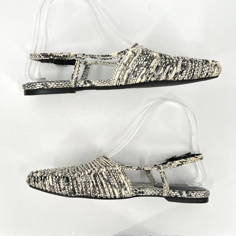 JEFFREY CAMPBELL Shoes Women 7.5 Black Snake Myron Slingback Flat Pointy Leather - Picture 5 of 10